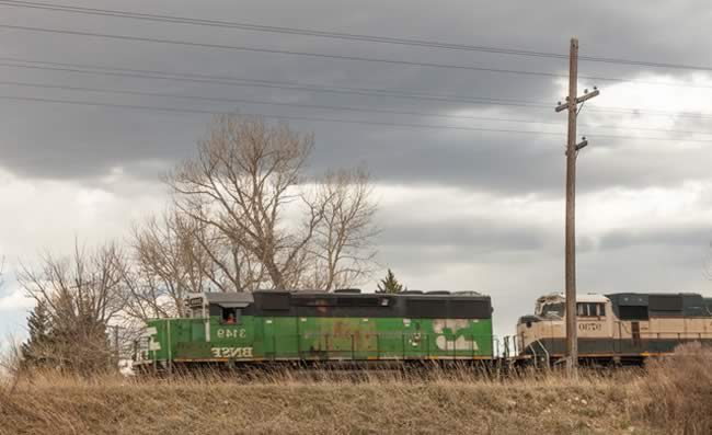 Train in lonely landscape